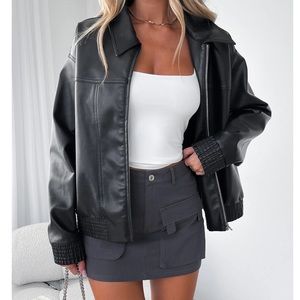 White Fox Make Things Right PU Bomber Jacket